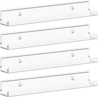 OEM Estante Flotante Estrecho Juego Cuatro Discos Vinilo, Estante Pared Transparente 10 Cm Ancho Esmaltes U&ntilde;as, Organizador Pared Acr&iacute;lico Dormitorio