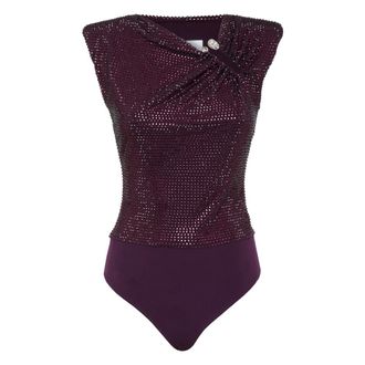 Philipp Plein Tops, Dames, Paars, M, Mouwloze Jersey Bodysuit
