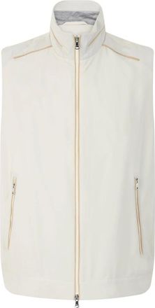 Paul & Shark Hoge kraag rits bodywarmer - Heren - Jassen - Beige - Maat: L Katoen