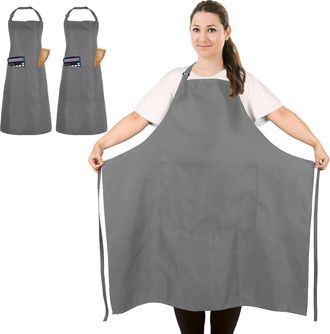 OEM Delantal De Chef Grande (2 Piezas), Unisex, Gris, Impermeable, Con 2 Bolsillos, Ideal Para Cocinar, Barbacoa, Trabajo, Camarero, Artista, Peluquero (t