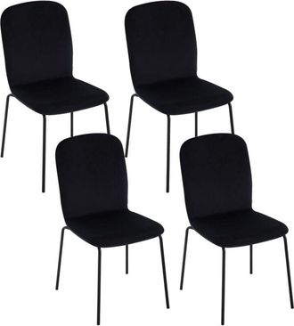 Woltu Juego de 4 Sillas Modernas de Comedor, Salón, Cocina, Asiento de Terciopelo y Metal, Negro - Woltu