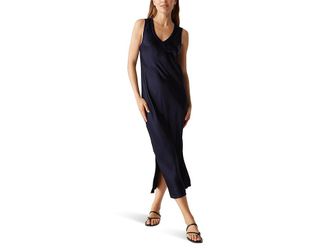 Michael Stars Randi V-Neck Midi Womens Dress Nocturnal : LG (US 8-10), Rayon/Viscose
