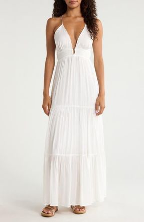 Elan Open Back Maxi Cover-Up Dress in White at Nordstrom, Size X-Small