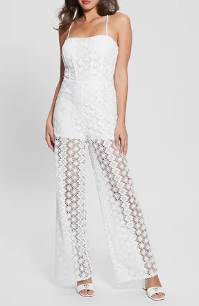 Guess Elle Lace Jumpsuit in Pure White at Nordstrom, Size X-Small