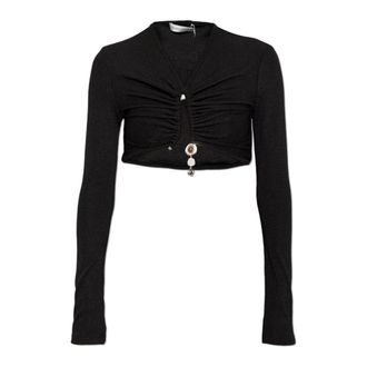 CHRISTOPHER ESBER Droplet Kristal Hanger Top met Lange Mouwen - Dames - Tops - Zwart - Maat: S Spandex