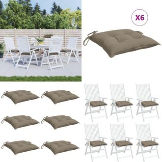 vidaXL Cuscini per Sedia 6 pz Tortora 50x50x7 cm in Tessuto Oxford - Cuscino da patio - Cuscino per sedile