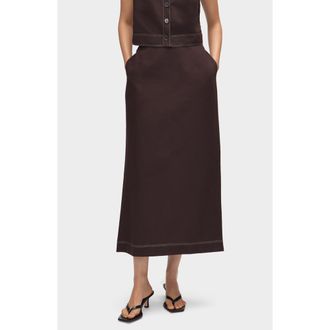 Aligne Mia Topstitch Detail Skirt in Chocolate at Nordstrom, Size 14