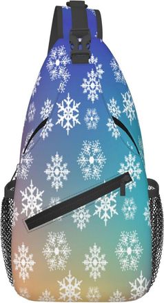 Generic Winter Christmas Gradient Snowflake Sling Bag Adjustable Cross Body Bag With Zipper Backpack For Sports Traveling Camping