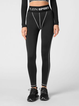 Plein Sport High-Waisted Technical Leggings with Logo Waistband