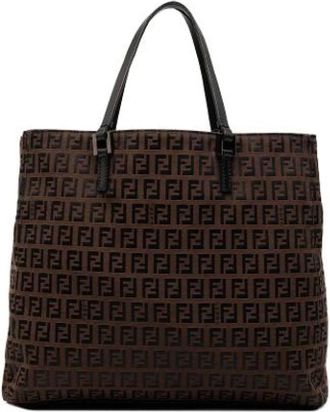 Fendi Pre-owned Tote Bags, female, Brown, Size: ONE SIZE Pre-owned Canvas Tote