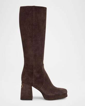 Valentino Garavani Fawcette Suede Knee Boots