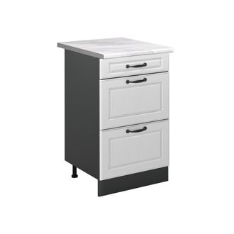 Vicco Mueble Bajo De Cocina R-line, Blanco Casa De Campo/antracita, 50 Cm Encimera M&aacute;rmol, Vicco