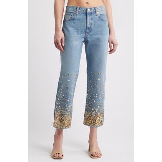 Frame Denim The Atelier Champagne Ankle Straight Leg Jeans in Gold Embellished at Nordstrom Rack, Size 27