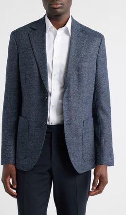 Nordstrom Black & Blue Slub Wool Blend Sport Coat in Black- Blue Night Melange at Nordstrom, Size 36 Regular