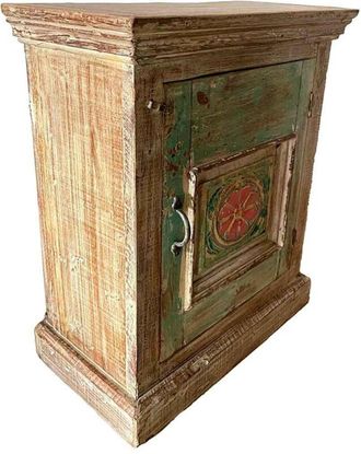 Wanderlust Deco Mesita De Madera Acabado Artesanal Azul 53x27x69