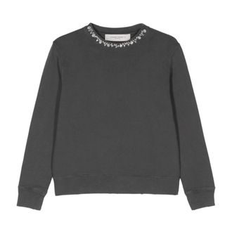 Golden Goose Sweatshirts, female, Gray, Size: S Sweatshirt With Crystals