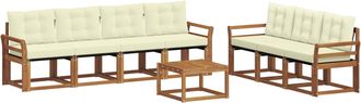 vidaXL Conjunto De Sof&aacute;s De Exterior 8 Uds. Natural Y Crema Vidaxl