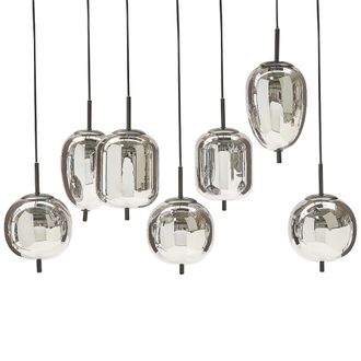 Beliani L&aacute;mpara De Techo De Vidrio Plateado Negro 122 Cm 7 Luces Cristal Ahumado Tarlo