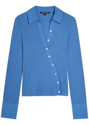Veronica Beard Brenner Button-effect Cotton-blend top - Blue - XL (UK16 / XL)