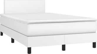 vidaXL Vidaxl - Cama Box Spring Con Colch&oacute;n Cuero Sint&eacute;tico Blanco 120x200 Cm