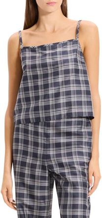 Theory Plaid Silk Camisole in Navy Multi at Nordstrom, Size X-Large