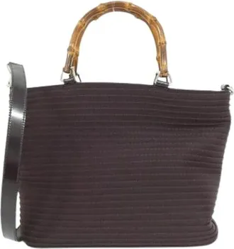 Gucci Pre-owned Handbags, female, Purple, Size: ONE SIZE Pre-owned Canvas Handbag