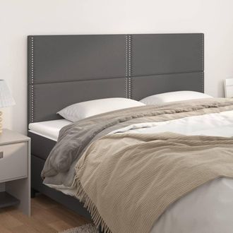 vidaXL Cabeceros 4 Unidades De Cuero Sint&eacute;tico Gris 100x5x78/88 Cm Vidaxl