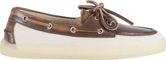 Copenhagen Cream Brown Mixed-Materials Leather Loafers