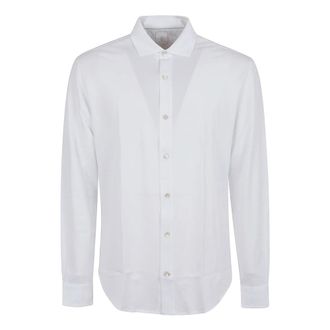 Eleventy Wit Piqu&eacute; Overhemd Regular Fit - Heren - Zakelijke Overhemden - Wit - 2XL - Katoen - Overhemden
