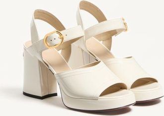 Valentino Garavani Sandalo Con Plateau Fawcette In Vitello Abrasivato 100Mm Donna AVORIO 37.5