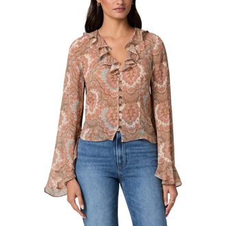 Paige Eve Silk Georgette Shirt in Surf Multi at Nordstrom, Size Xx-Small