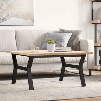 vidaXL Mesa De Centro Marco Y Madera Maciza Pino Y Acero 90x90x45,5 Cm Vidaxl
