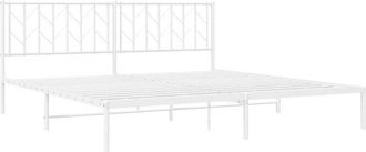 vidaXL Metal Bed Frame without Mattress with Headboard White 193x203cm Vidaxl
