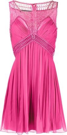 Alberta Ferretti embroidered pleated silk-chiffon minidress - women - Silk/Acetate/Elastane/Silk - 44 - Pink