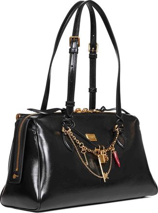 Dolce & Gabbana Womens Black Vittoria Handbag Furs & Skins - Calf Leather Handbags Hand Bags