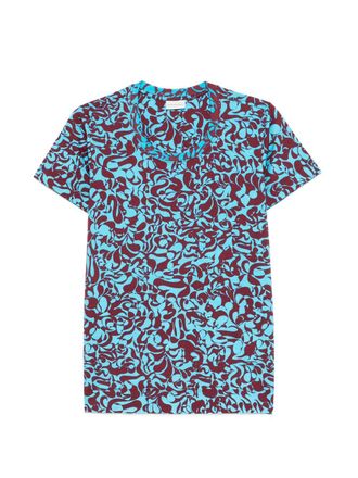 Dries Van Noten Blue All Over Print Crew Neck T-Shirt