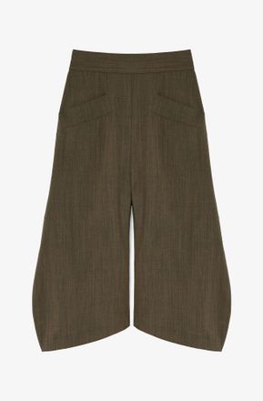 Ganni Canteen Capri Pants in Brown Wool Melange - Size 34 Recycled