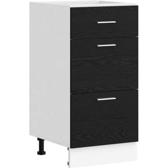 vidaXL Gabinete Base De Cocina Con Caj&oacute;n Roble Negro 40 X 46 X 81,5 Cm Vidaxl