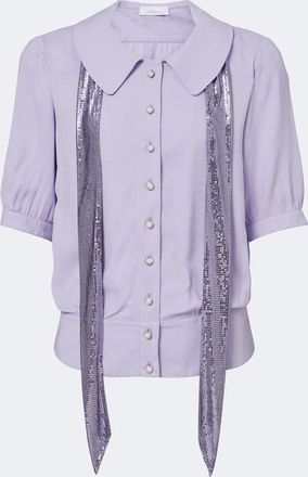 Paco Rabanne Blusa de crep&eacute; con cota de malla