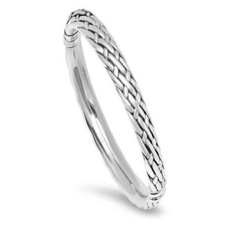 MAX + STONE 925 Sterling Silver Hinge Bangle Bracelet with Weave Texture
