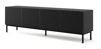 AKL FURNITURE Mueble para TV efecto madera Negro LED