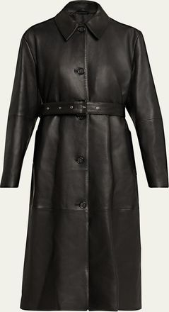 Toteme Belted Leather Oversized Coat