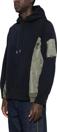 sacai Sponge Sweat x Nylon Twill Hoodie - Heren - Hoodies - Veelkleurig - L - Nylon - Hoodies & sweatvesten