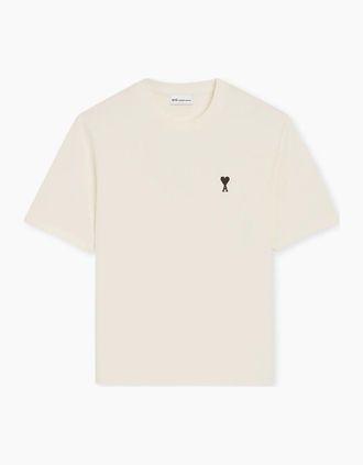 Ami Mens Mens AMI Cream Ami De Coeur Et Imprime Place Des Victoires Au Dos T-Shirt - Size: 38