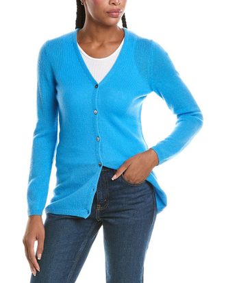 N.Peal N. PEAL Gauzy V-Neck 100% Cashmere Cardigan