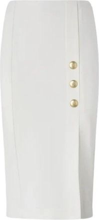 Pinko Kokerrok in Punto Stoffa - Dames - Midirokken - Wit - XS - Leer - Rokken
