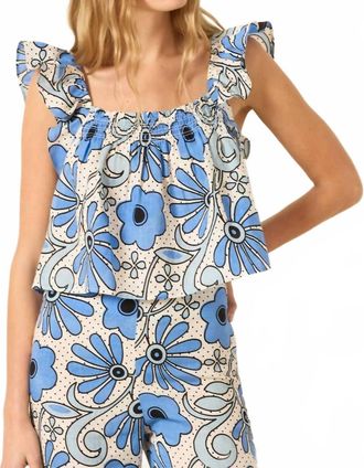 Alix of Bohemia Sera Sea Flower Top In Blue Sea