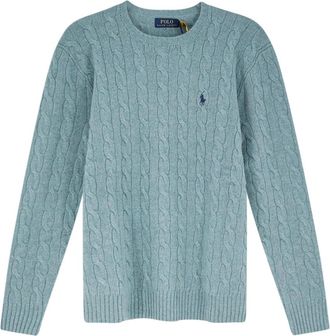 Polo Ralph Lauren Lscablecnpp Long Sleeve Pullover - Heren - Ronde hals truien - Blauw - M - Truien & Vesten