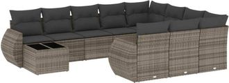 vidaXL Set De Sof&aacute;s De Jard&iacute;n 11 Pzas Y Cojines Rat&aacute;n Sint&eacute;tico Gris Vidaxl