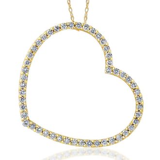Pompeii3 1ct Diamond Large Heart Shape Pendant 10k Yellow Gold